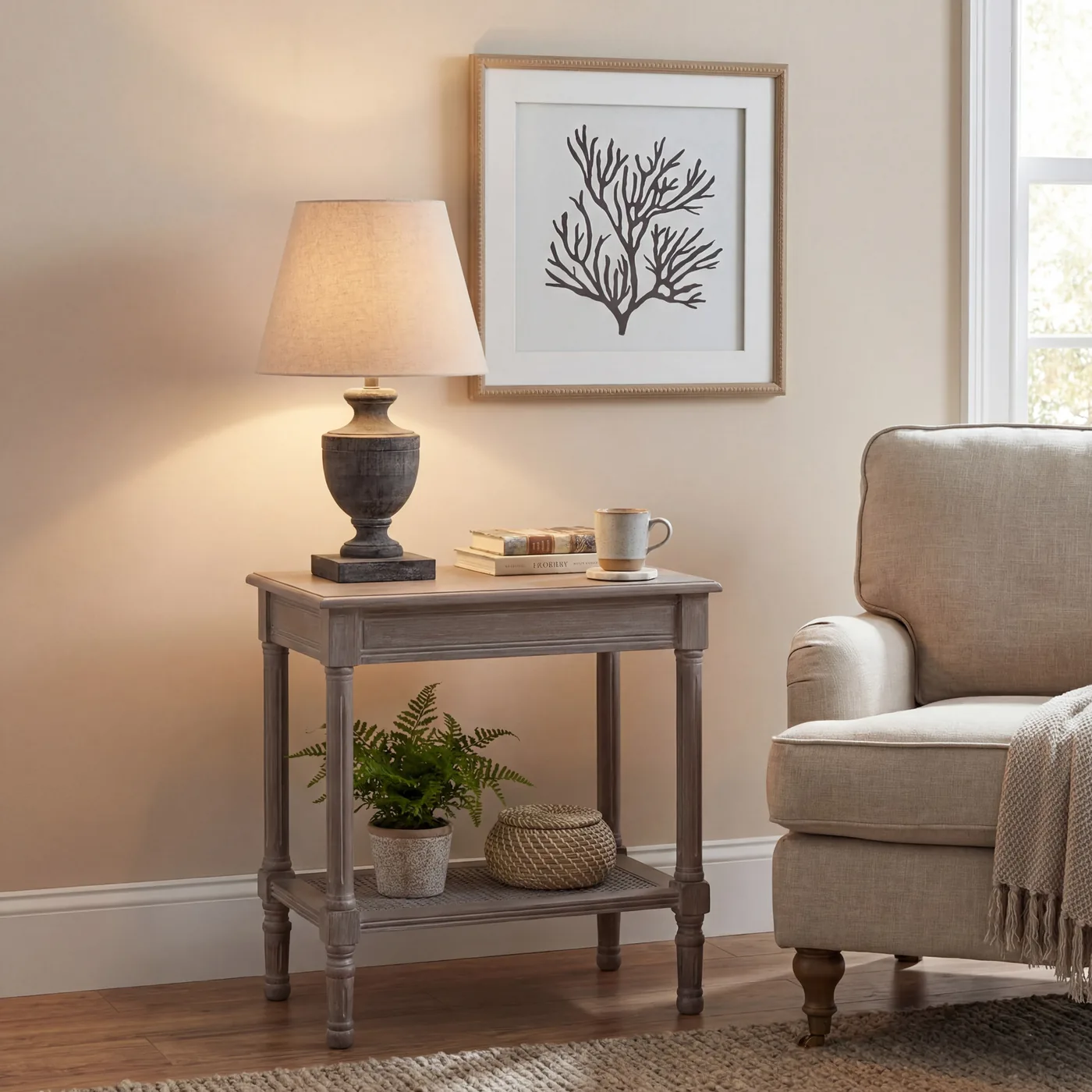Lighting material and finish reference for Incia Urn Wooden Table Lamp
