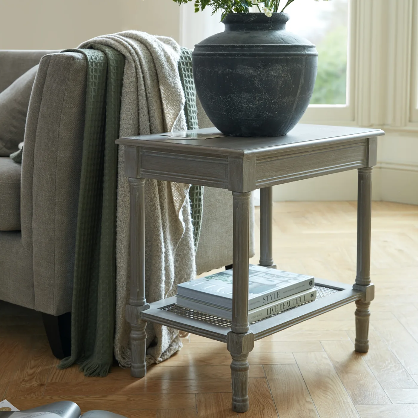 Tables material and finish reference for The Serene Rattan Collection Side Table