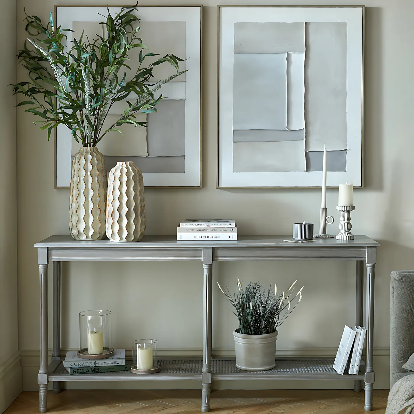 Tables material and finish reference for The Serene Rattan Collection Large Console Table