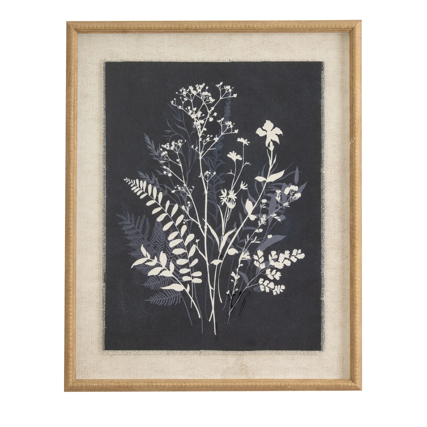 Decor material and finish reference for Flora & Fauna Collection Grove On Linen In Beaded Frame