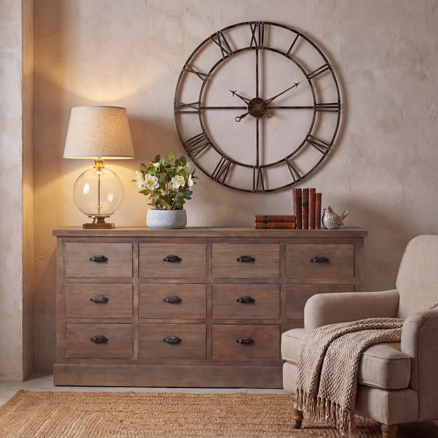 Lighting material and finish reference for Lunel Glass Orb Table Lamp With Edged Linen Shade