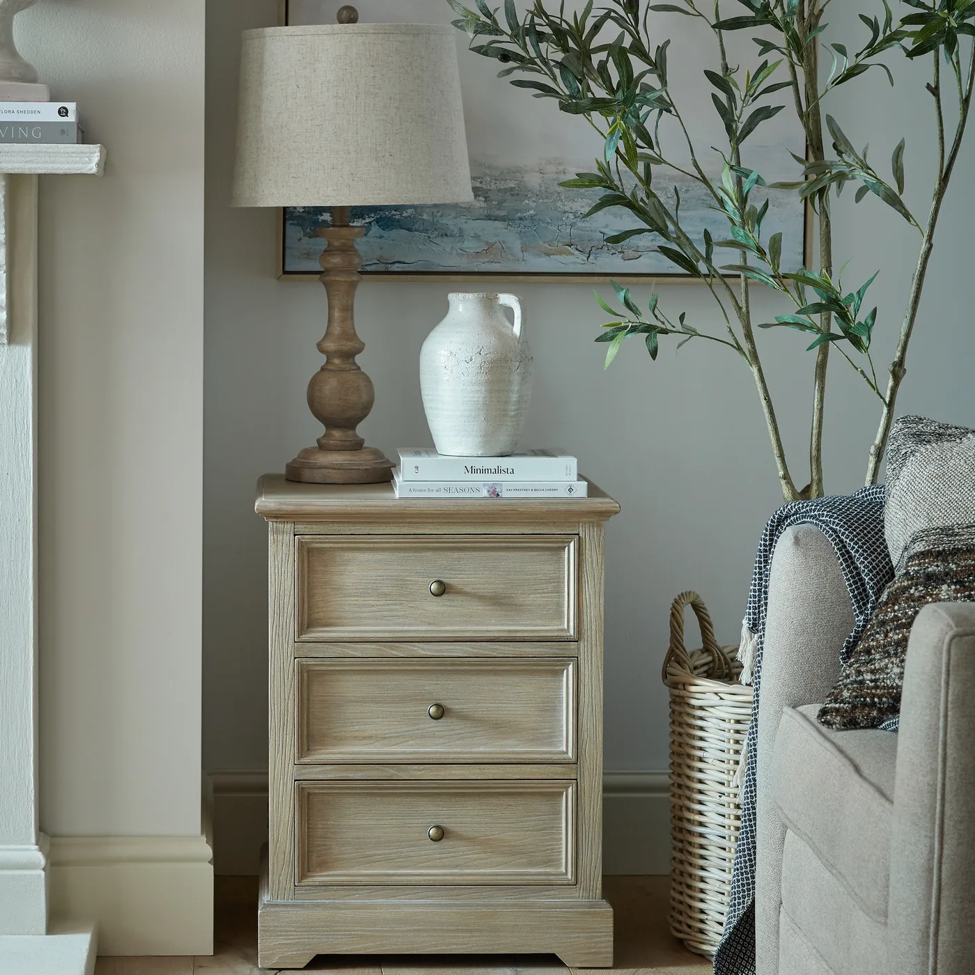 Storage material and finish reference for Delphine Collection 3 Drawer Chest