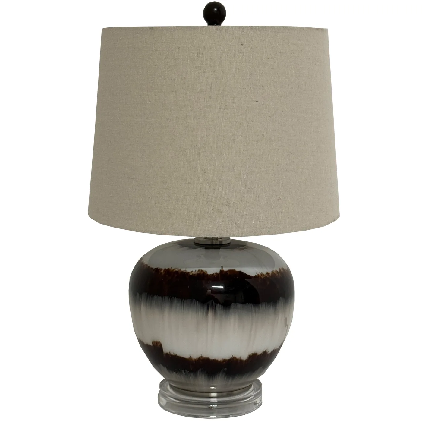 Lighting material and finish reference for Sepia Shadows Squat Table Lamp With Linen Shade