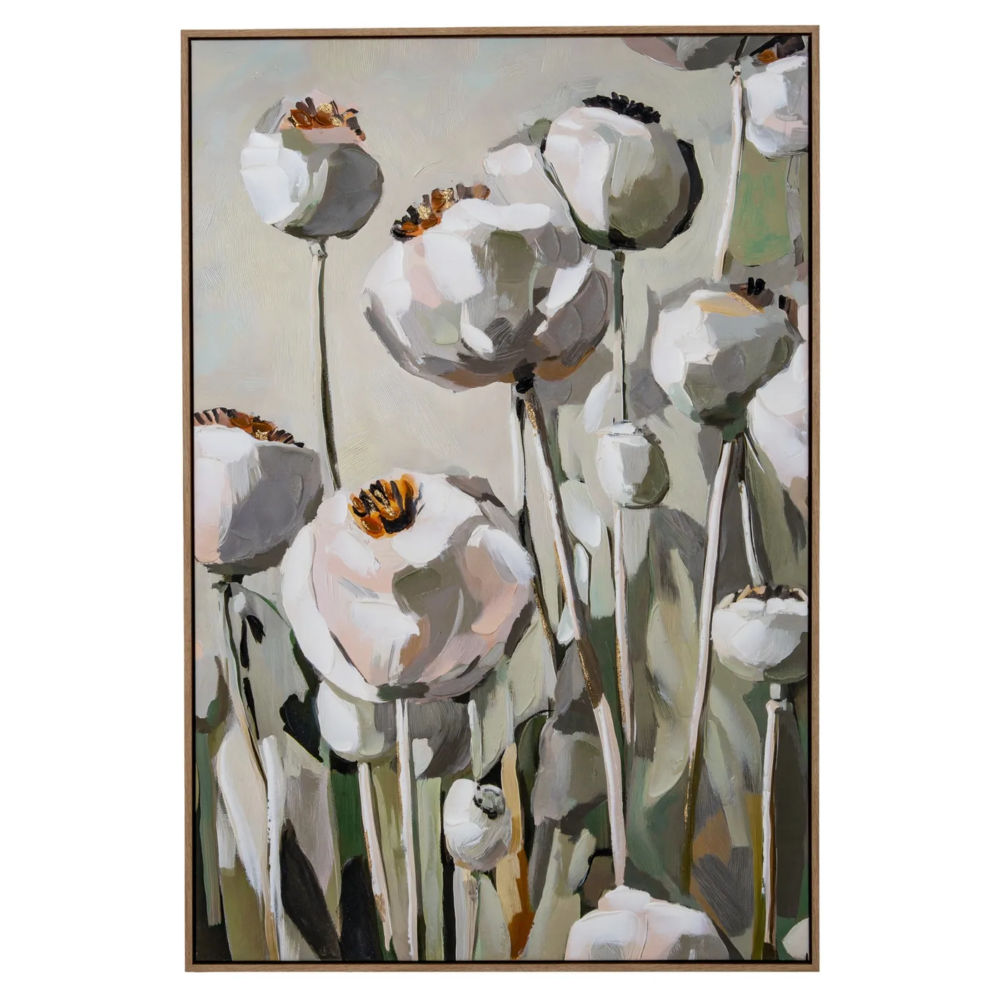 Decor material and finish reference for Poppy Heads Hand Painted Canvas in Frame
