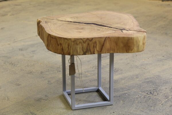 Round glass oak coffee table